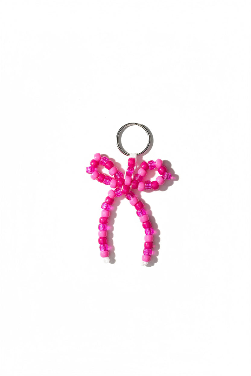 PINK BOW 🎀 pony bead keychain